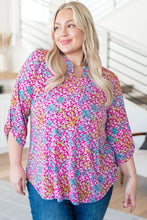 Load image into Gallery viewer, DEAR SCARLETT- Lizzy Top in Pink and Aqua Ditsy Floral
