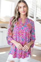 Load image into Gallery viewer, DEAR SCARLETT- Lizzy Top in Pink and Aqua Ditsy Floral
